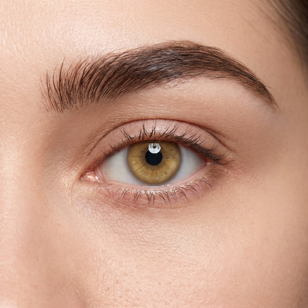 Orama Coffe Luxe colored contact lens shown on a single eye
